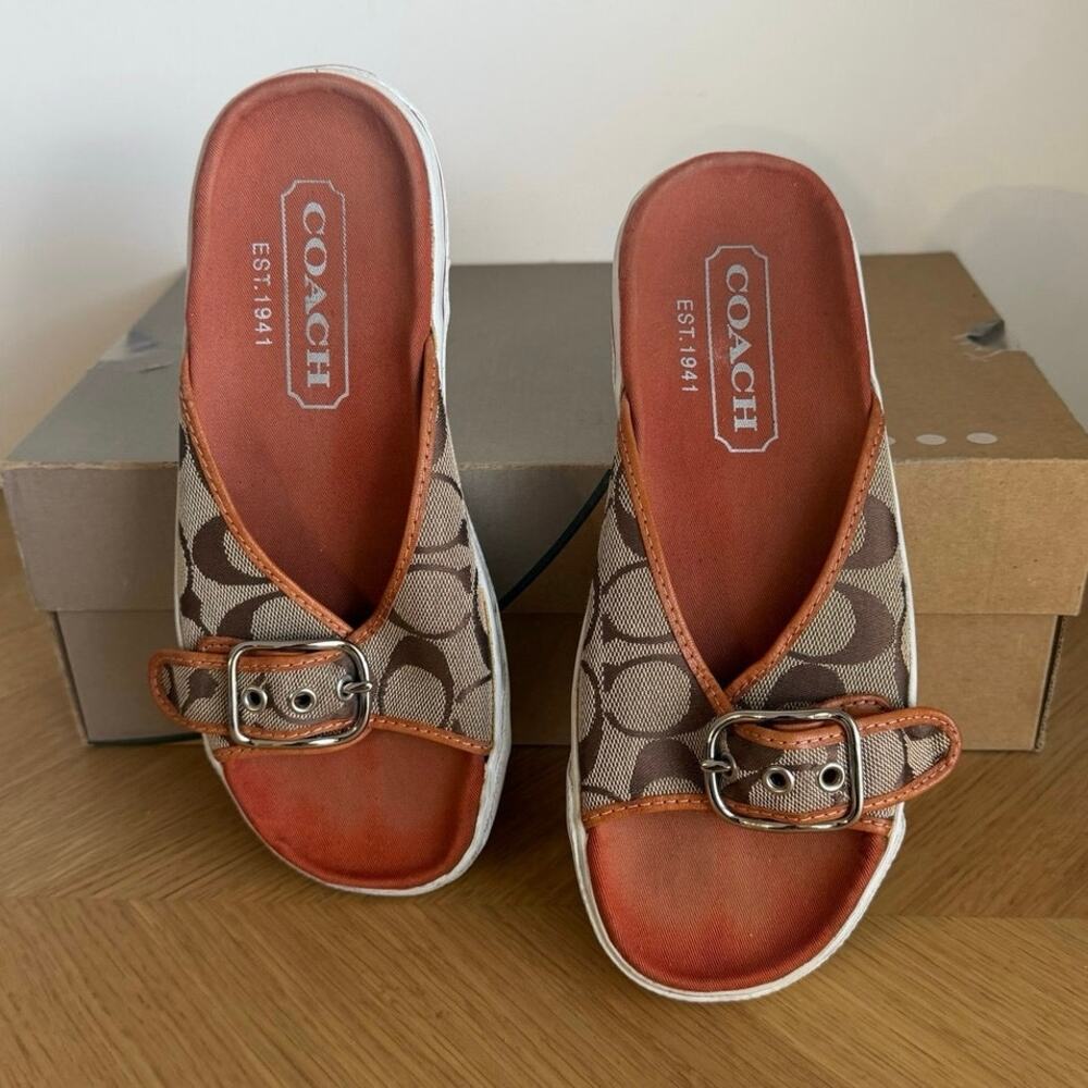 Coach Signature Women Slip On Sandals- SZ 6